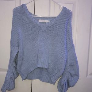 blue knit sweater